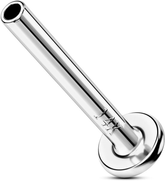 Body Piercing Threadless Labret Piercing Jewellery 14K White Gold Lip Piercing Stud Push in Helix Tragus Lobe Earring Piercing Bar