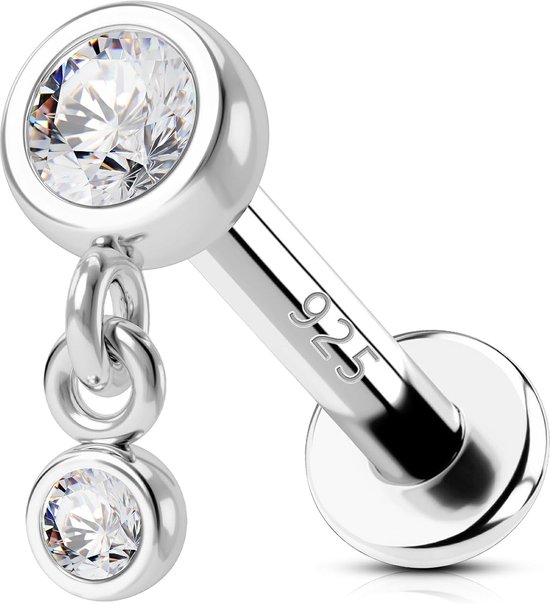 Body Piercing Threadless Labret Piercing Jewelry 925 Sterling Silver Flat Back Earrings for Women Cartilage Helix Earring Lip Stud 16G Push in Medusa Nose Studs 6mm