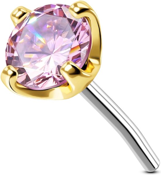 Body Piercing Threadless Lip Piercing Jewellery 14K Gold Labret Helix Piercing Stud CZ Push in Tragus Lobe Earring Piercing Bar Jewellery