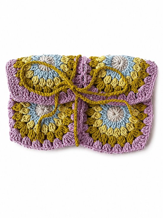 Boek hoes gehaakt Roze/Groen/Wit – gehaakte book cover voor boek en e-reader van Merkloos