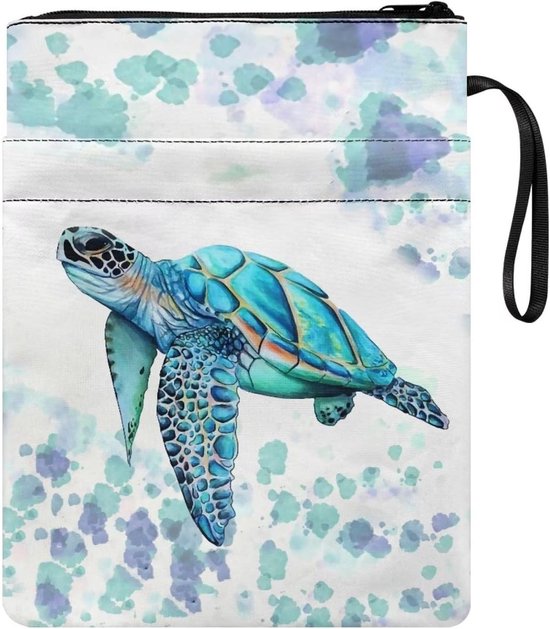 Boek Sleeve - Boekomslag Beschermer - Boeken Beschermen - Met Rits Voorvak - 29 x 22 cm - Aqua Blauw