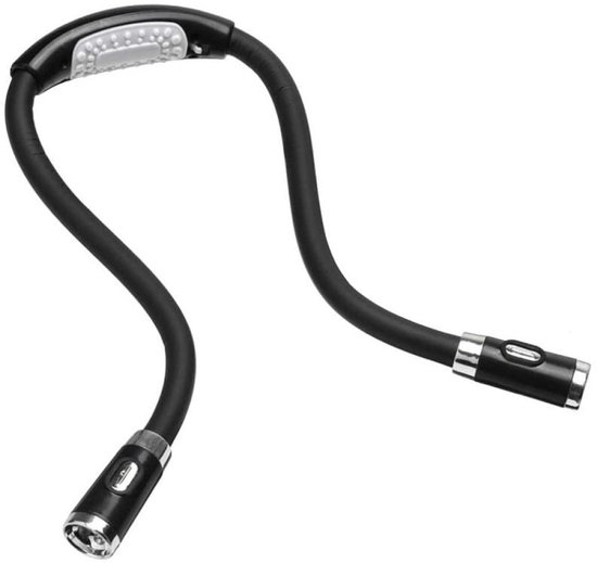 Boeklamp met 4 LED's, leeslamp voor om de nek, ideaal voor lezen in bed, hanglamp met 3 helderheidsniveaus, 2 flexibele, zachte armen, handsfree, perfect voor handwerk, breien, haken, enz. van Glocusent