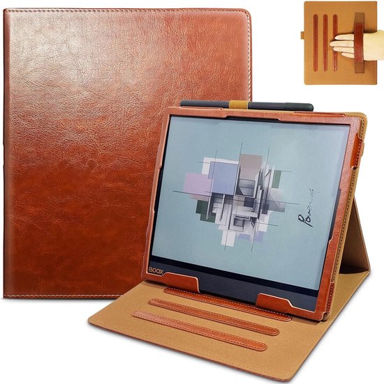 Boox Note hoes - Magnetische Standcover - Geschikt voor Boox Note Air5 C/Air4 C/Air3 C/ Air3 B/W (2025/2024/2023)- Met Automatische Slaap/Waak - PU Leren Hoes - Bruin