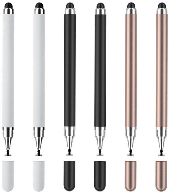 BRENZOOS- Styluspen 6-pack - 2-in-1 Styluspen - Universele Touchscreen Pen - Geschikt voor Tablets/Smartphones - Hoogwaardig Materiaal - Krassen Bescherming - Touchscreenpen