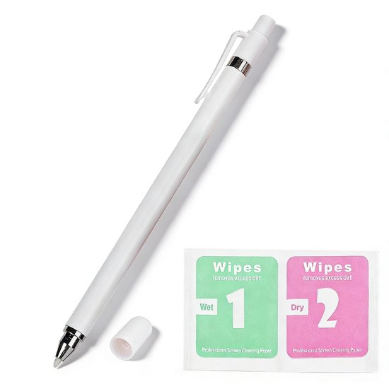 BRENZOOS- Styluspen Universeel - Digitale Pen - Capacitatieve Pen - Aluminiumlegering - Hoge Gevoeligheid - Zwart/Wit - 150 x 9 mm