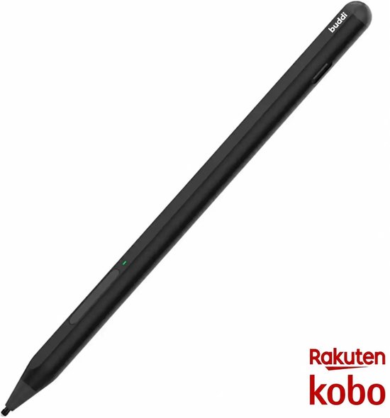 Buddi Aide 2 Stylus Pen voor Kobo met Gum / Markeer Functie - Geschikt voor Kobo Libra Colour, Kobo Sage, Kobo Elipsa en Kobo Elipsa 2E - Oplaadbaar - Met Magneet - USB-C - 2x Extra Tip - Zwart