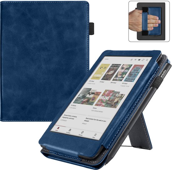 BukkitBow - Beschermhoes geschikt voor Kobo Clara BW - E-reader Cover - Smart Sleep Cover - Zacht Motief - Donker Blauw van BukkitBow