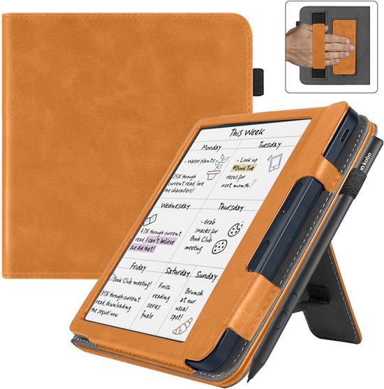 BukkitBow - Beschermhoes geschikt voor Kobo Libra Colour - E-reader Cover - Smart Sleep Cover - Zacht Motief - Bruin van BukkitBow