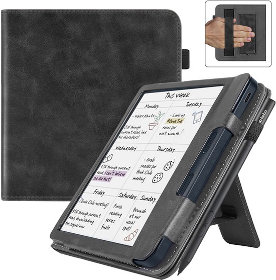 BukkitBow - Beschermhoes geschikt voor Kobo Libra Colour - E-reader Cover - Smart Sleep Cover - Zacht Motief - Zwart van BukkitBow