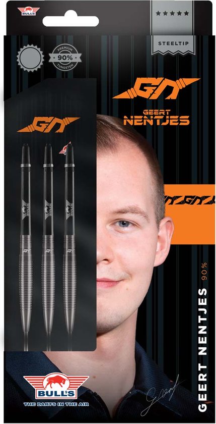 Bull's Geert Nentjes Black 90% Tungsten 23 gram Steeltip Dartpijlen van Bull's