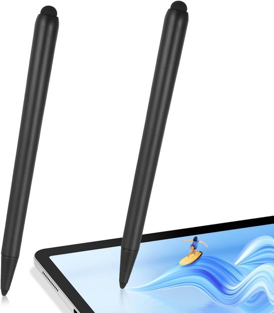 Capacitieve stylus pen voor touchscreens dubbelzijdig design, nauwkeurige positionering, ABS-materiaal, compatibel met interactieve whiteboards en 1 beeldschermen, zwart, 2 stuks