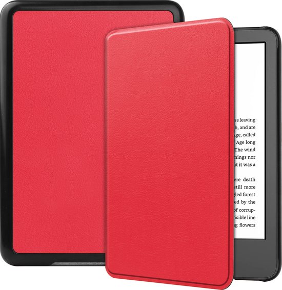 Case2go - E-reader Hoes geschikt voor Amazon Kindle 11 (2022) - Tri-fold Cover - Auto/Wake functie - Rood van Case2go