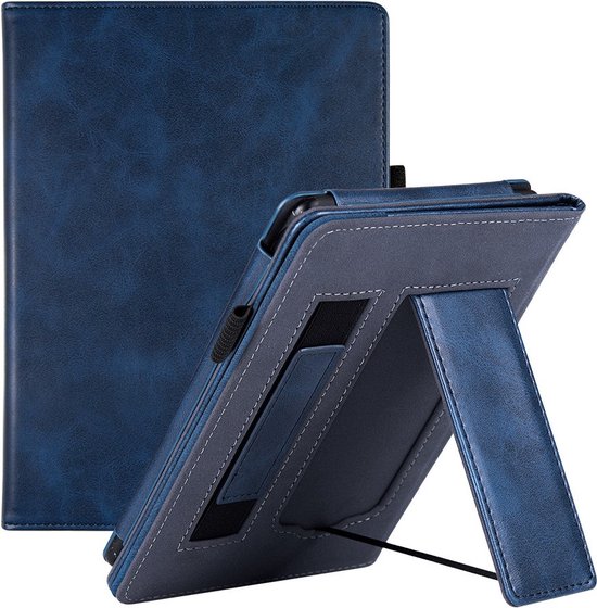 Case2go - E-reader Hoes geschikt voor Kindle Paperwhite (2021) - Sleepcover - Auto/Wake functie - Met handstrap - Donkerblauw van Case2go