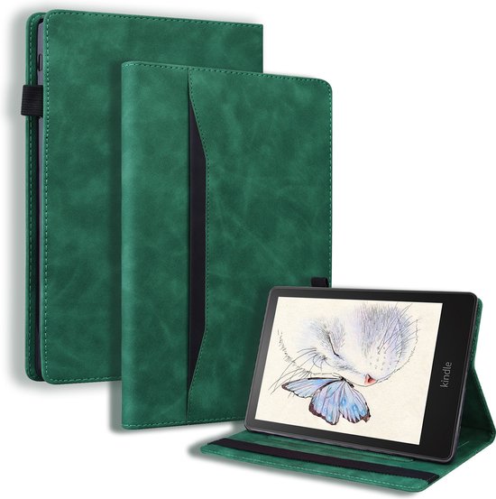 Case2go - Hoes geschikt voor Kindle Paperwhite (2021) - Business Wallet Book Case - Met pasjeshouder - Groen van Case2go