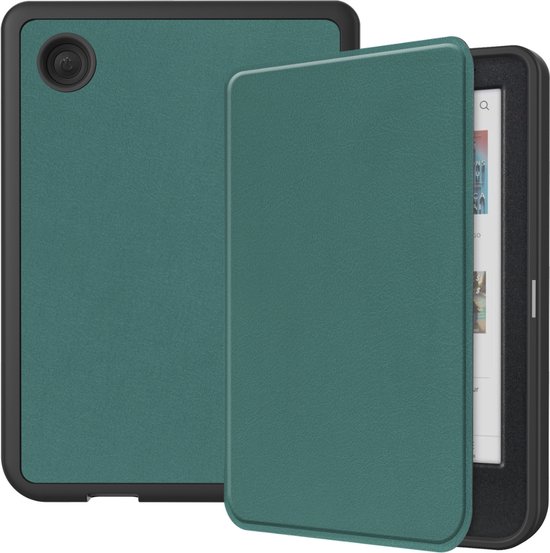 Case2go - Hoes geschikt voor Kobo Clara Colour/ BW - Sleepcover - Auto/Wake functie - Donker Groen van Case2go