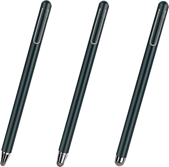 Cazy 3x Universele Stylus Pen / Stylus Pen Tablet - Touchscreen Compatible - Hoogwaardig materiaal - Beeldscherm Vingerafdruk Vrij - 4/6/8 mm - Zwart van Cazy