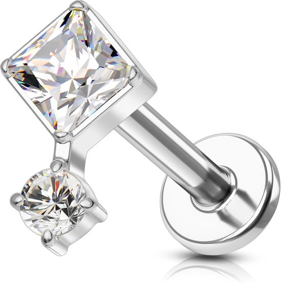 Crareesi Mania Titanium Helix Stud Conch Tragus Piercing Sieraden Zilver Threadless Forward Verticale Labret Lip Stud Platte Rug Kraakbeen Oorbellen Piercing Sieraden voor Vrouwen Mannen