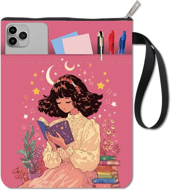 CRASPIRE Reading Book Sleeve Book Reader Cover Protector Bookish Gifts Washable Cloth Notebook Covers with Zipper and Extra Sleeve Pocket Pouch Bag for Book Lovers Paperbacks Classmate Gift Bookworm van Merkloos