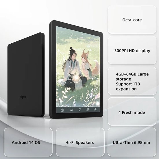 Cventrix E-reader 6 inch - E reader kobo - ereader - Ink eBook Reader B6 – OS Android 14 – 4GB RAM 64GB Opslag – Oogvriendelijk Scherm – Zwart