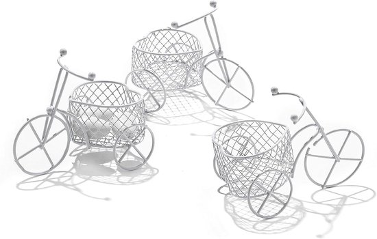C.X.Y. 5 stuks fiets driewieler vorm hart blikken doos wit wit bonnière tafelkaart
