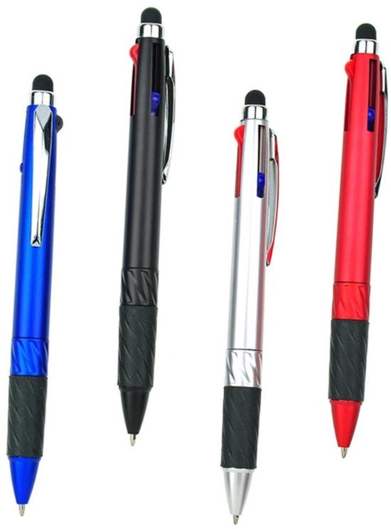 Dailygoods- Balpen Set 4 Stuks - Multifunctionele Balpen/Touchpen - Creatieve