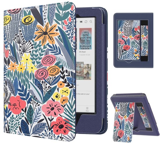 Dailygoods- Boekenkast Kind - Slim PU Hoes - Opvouwbare Stand - Handstrap - Kaartsleuven - Lichtgewicht Bescherming - E-reader Hoes