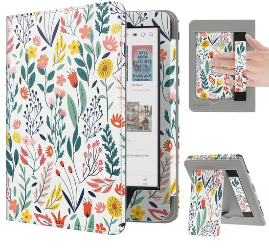 Dailygoods- Boekhoes Slim PU Shell - Ereader Hoesje - Kobo Clara BW/Colour - Vouwbare Stand - Hand Strap - Kaartsleuven - E-reader Hoes