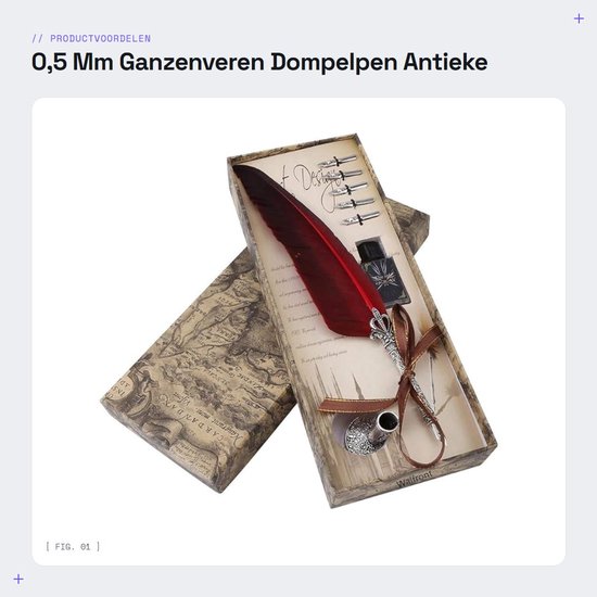 Dailygoods- Borstelpen 0,5 Mm - Dompelpen - Antieke Gift - Kwalitatief Hoogwaardig - Vervangbare Puntgrootte - Rood/Zwart - Dip Pen