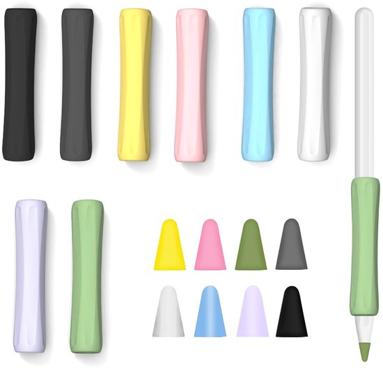 Dailygoods - Dailygoody - 16-delige siliconen gripset - ergonomische grip - verschillende kleuren - Apple Pencil accessoires - comfortabele grip - perfect voo