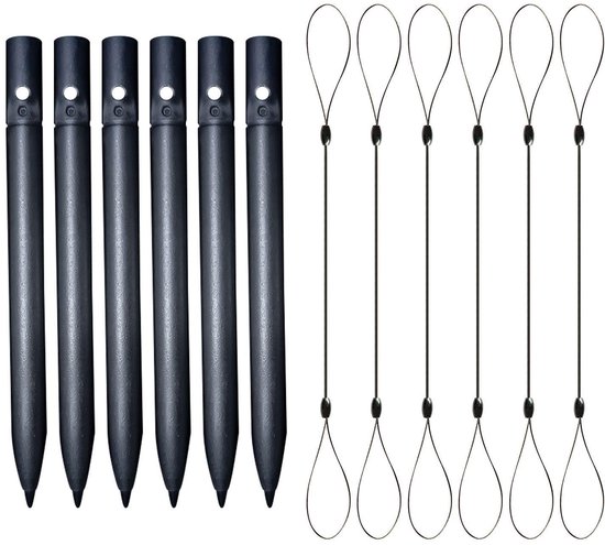 Dailygoods - Dailygoody - Stylus Pennen - Kinderen Touch Screen Pennen - Vervangende Pennen - Zwart - Anti-Verlies Touwen - Geschikt voor Kinderen - 6 Delen