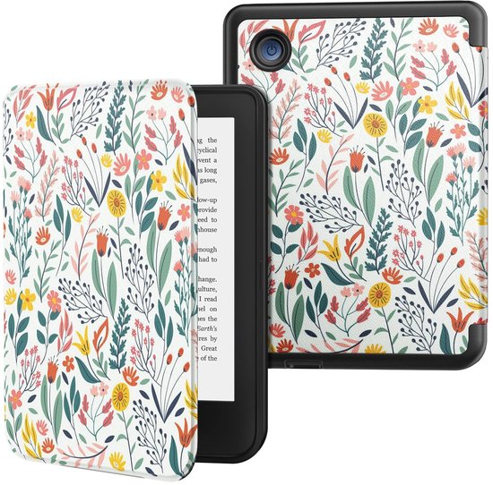 Dailygoods - E-readerhoes - Ultra Slim - Auto Wake/Sleep - Flowers - Lichtgewicht - Geschikt voor Kobo Clara - 6 inch