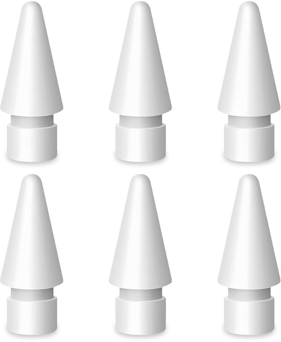 Dailygoods - flintronic Tips Compatibel met Apple iPad Pro potlood, 6-pack vervangende tips voor Apple Pencil 2e Gen & 1e Gen, hooggevoelige potloodpunten vervangende tips voor iPad Pro iPencil punten - Wit