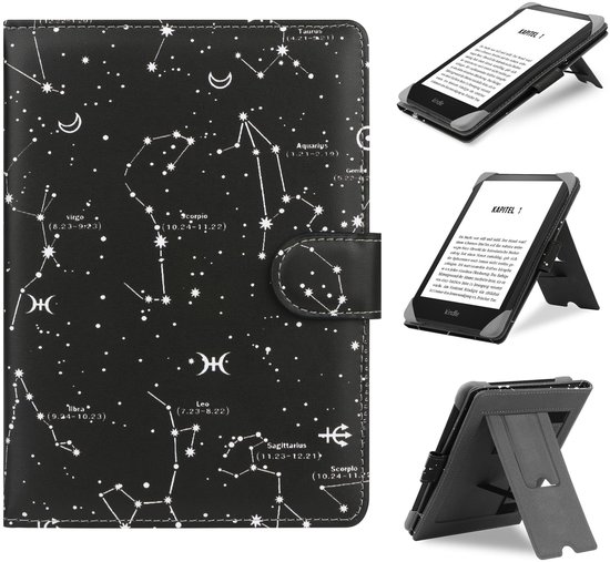 Dailygoods - HoYiXi Universele hoes compatibel met 6"-6.8" E-Book eReader Kindle Paperwhite/Kobo Clara HD/Kobo Clara 2E lederen standaard hoes voor 6-6,8" E-book, sterrenbeeld