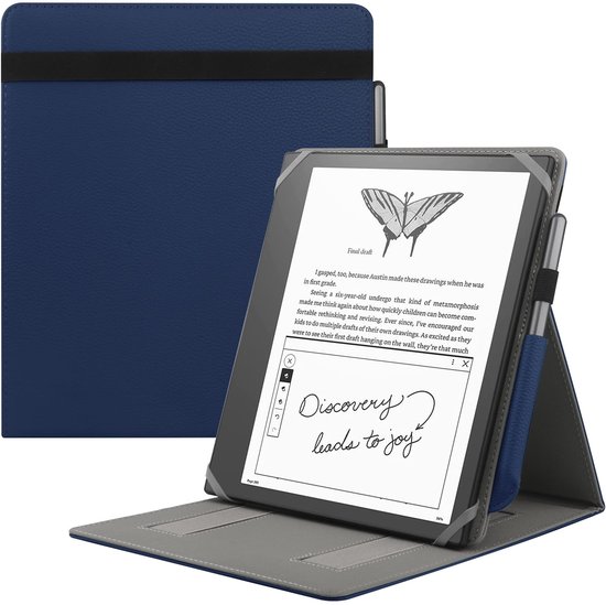 Dailygoods - HoYiXi Universele hoes voor 10,2-inch Introducing Kindle Scribe (2024 & 2022 release), 10,3-inch Kobo Elipsa eReader 2021 release, opvouwbare hoes met verticaal flipstand penhouder - blauw