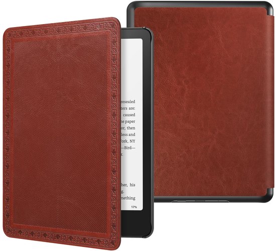 Dailygoods- Kindle Hoes Lichtgewicht PU Bescherming - Auto Wake/Sleep - 7" Kindle Paperwhite 2024 - Vintage Twill - Schokbestendig - Microvezel Binnenkant - E-reader Hoes