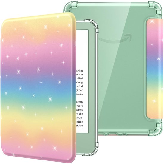 Dailygoods - MoKo Case for 6" All-New Kindle (11th Generation-2024/2022 Release), Ultra Clear Soft Flexible Transparent TPU Back Cover with Auto Wake/Sleep for Kindle 11th Generation 2024, Rainbow