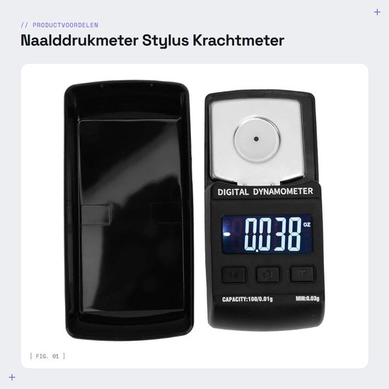 Dailygoods - Naalddrukmeter - Stylus Krachtmeter - LCD-scherm met achtergrondverlichting - Roestvrij staal - Draagbaar en gebruiksvriendelijk - Geschi...