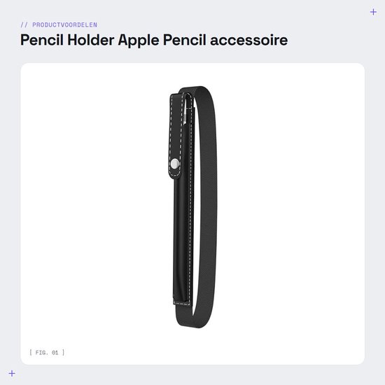 Dailygoods - Pencil Holder - Apple Pencil accessoire - PU Leather sleeve - Zwart - Geschikt voor iPad - Perfect voor onderweg