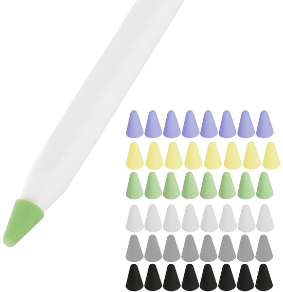 Dailygoods- Pendoppen 48 Stuks - Siliconen - Ultradun - Compatibel met A Pencil 1/2 - Reservepunten Niet Inbegrepen - Bescherming Punt en Scherm - Stylusdop