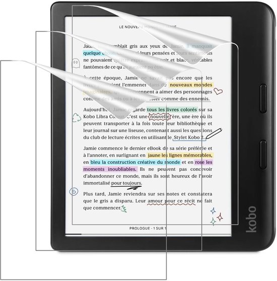 Dailygoods- Screen Protector 3-Pack - Matte Antiglans - Geschikt voor Kobo Libra Colour 7"/Kobo Libra 2 E-Reader 7" - Eenvoudige Installatie - Premium PET Bescherming - Schermfolie