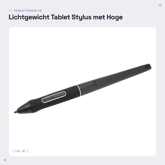 Dailygoods- Stylus Hoge Gevoeligheid - Lichtgewicht Tabletstylus - Ergonomisch Ontwerp - Twee Aangepaste Knoppen - 8192 Drukpunten - Compatibel met Kamvas Pro - Tekenpen