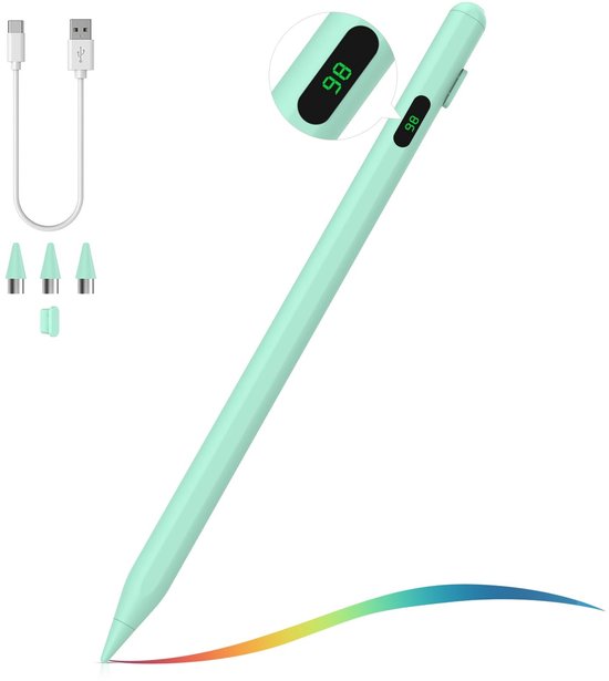 Dailygoods - Stylus Pen - Universele styluspen - LED Power Display - Groen - Compatibel met iPad en Android - Perfect voor tekenen en notities