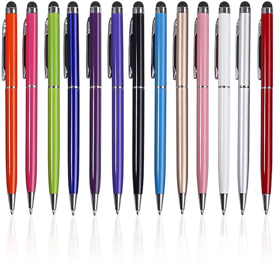 Dailygoods- Styluspen 2-in-1 Design - Touchscreen Pen - Balpen - 13 Stuks - Lichtgewicht - Duurzaam - Roestvrijstalen Clip - Touchscreenpen