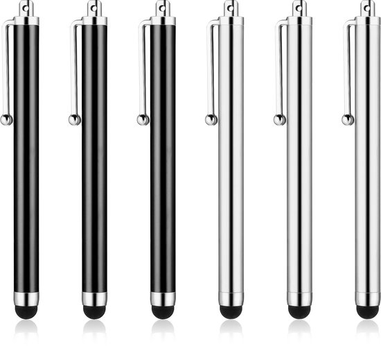 Dailygoods- Styluspen Universeel - 10 Stuks - Aluminiumlegering/Siliconen - 11 x 1,3 cm - Touchscreen Pen - Geschikt voor Smartphones/Tablets