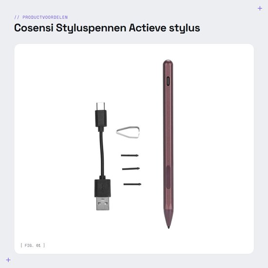 Dailygoods - Styluspennen - Actieve stylus - Oplaadbaar potlood - Rode roos - Voor Pro X/Book 2 - Geschikt voor Envy X360 - 2.0