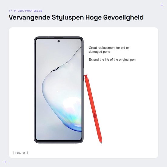 Dailygoods - Vervangende Styluspen - Hoge Gevoeligheid - Rood - Touch S Pen Zonder Bluetooth - Geschikt voor Note 10 en Note 10 Plus