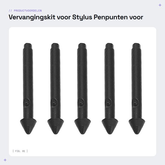 Dailygoods- Vervangingskit voor Pro Tablet Stylus Pen - 5 Stuks - Nauwkeurige Schrijfervaring - Gevoelige Drukovergang - Antislip Punt - Geschikt voor Pro 7/6/5/4/Book/Studio/Go - Styluspenpunten