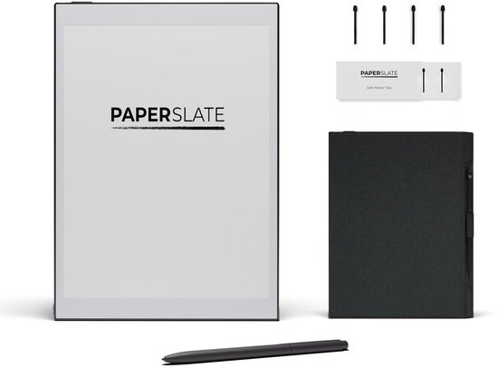 Digitaal notitieboek Paperslate Pack + Grijze hoes + 4 Markeerpunten van Merkloos