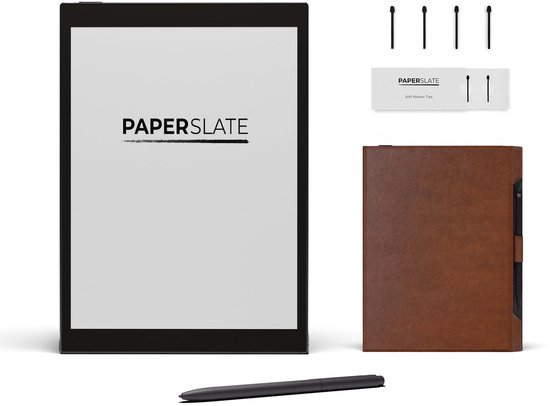 Digitaal notitieboek Paperslate Pack Pro + Bruine hoes + 4 Markeerpunten van Merkloos