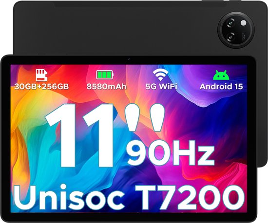 DOOGEE Tab A9 Pro+ Android-tablet 15 11-inch HD IPS 90Hz- 6 GB RAM+ 128 GB ROM-8580 mAh-Octa-Core T7200-Dubbele luidsprekers-tablet 13 MP camera - Zwart
